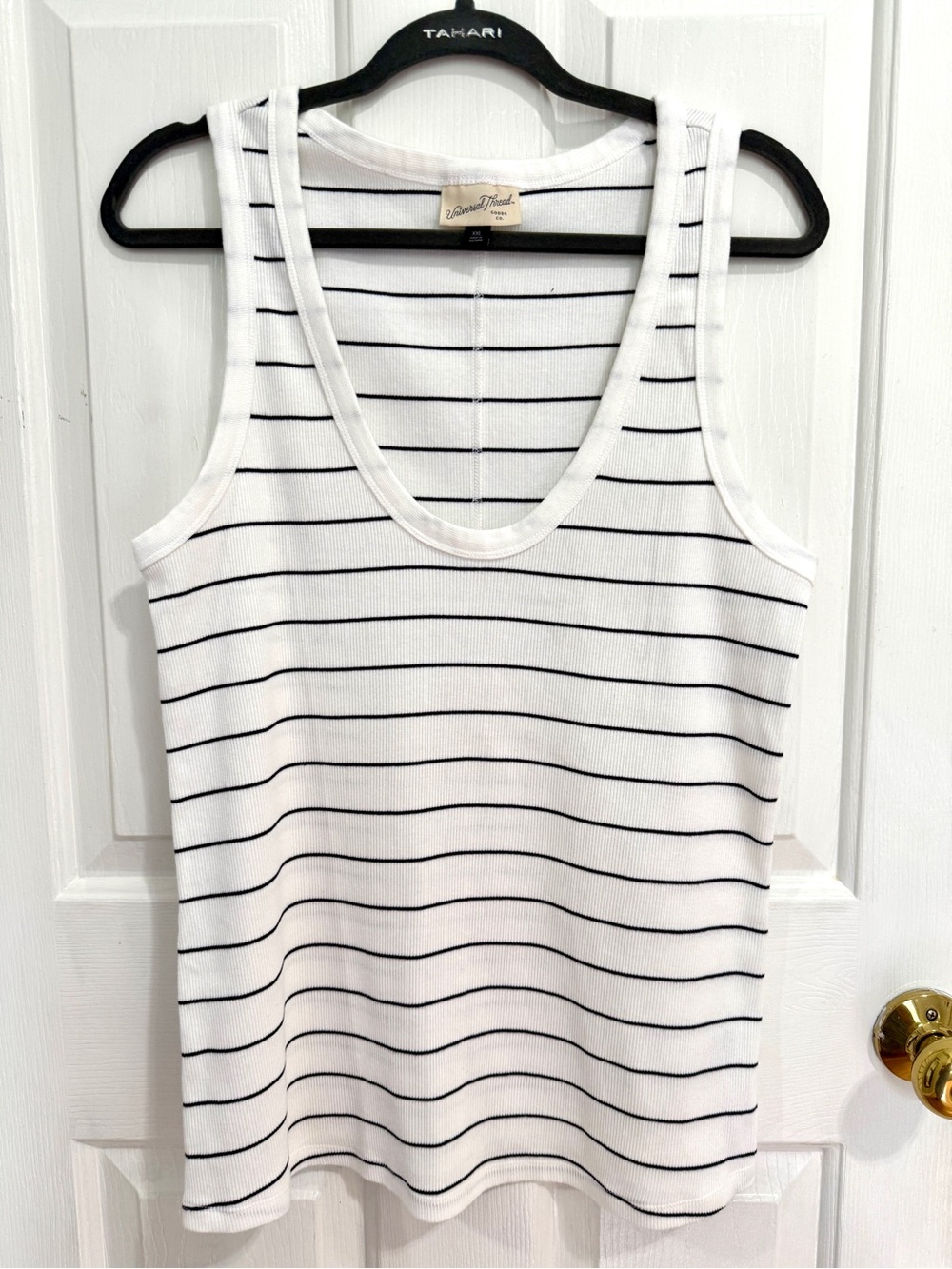 Universal Thread White Tank with Black Stripes